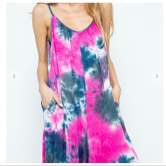 CHIC TIE DYE PRINT CAMI JUMPSUIT WITH SIDE POCKETS - Picture 9 of 10